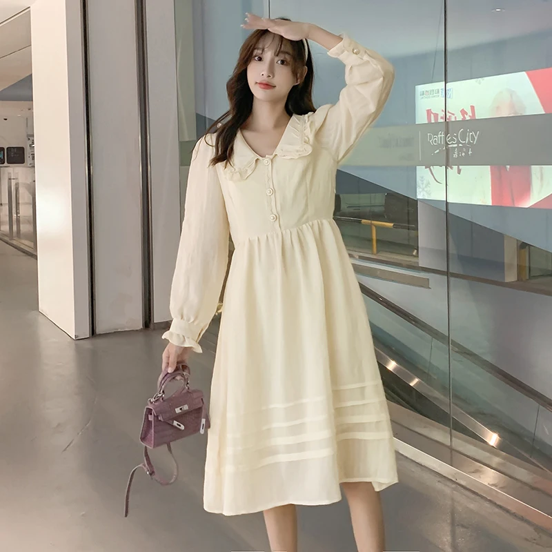 Осенняя одежда для беременных женщин 2024 милое платье с длинным рукавом и