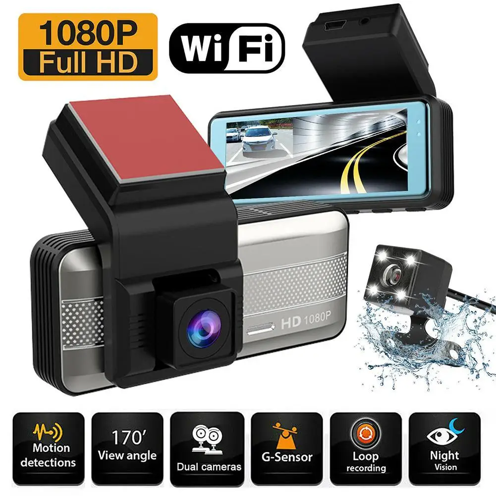 

Видеорегистратор автомобильный 3,16 дюйма, 1080p HD, Wi-Fi, ночное видение