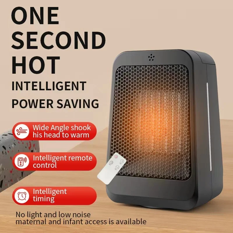 

1200W Electric Heater Fan with Remote Control Timing Shaking Head Household Desktop PTC Heatering Warmer for Home Room Bedroom