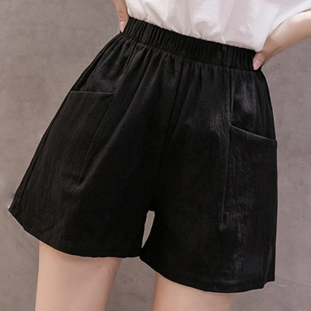 

Cotton Linen Shorts Women's Sports Shorts Summer Solid High Waist Black Shorts Women Fashion Plus Size Casual Basic Short Pants