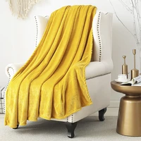 plain flannel throw blanket for bedroom sofa double faced velvet thread blanket lightweight cozy breathable office nap bedspread