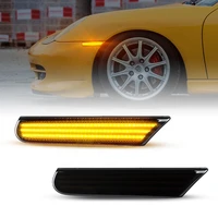 2pcs dynamic amber led turn signal lamp car blinker side marker lights for porsche boxster 986 996 911 carrera targa 1996 2004