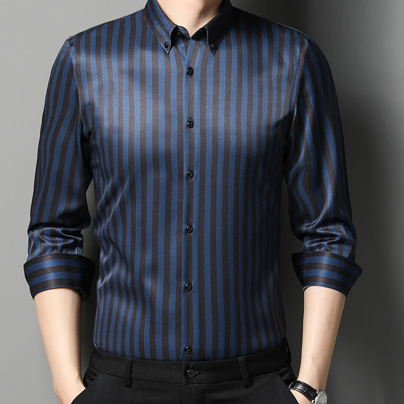 Hot! Men's Casual Long-Sleeved Shirts/Male Slim Fit Casual Solid Business Dress Shirt Formal Tops Brand Luxury Stretch Clothing 4 Hot! Men's Casual Long-Sleeved Shirts/Male Slim Fit Casual Solid Business Dress Shirt Formal Tops Brand Luxury Stretch Clothing 4