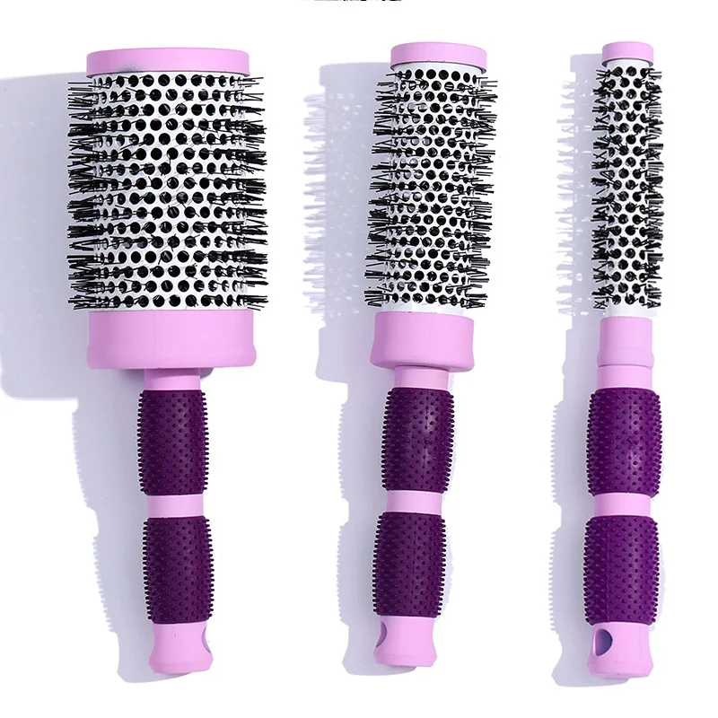 

Professional 1/3PCS Purple Anti-static Hair Comb High Temperature Round Comb Hair Brush Hair Comb Salon Hair Styling Tools 2#