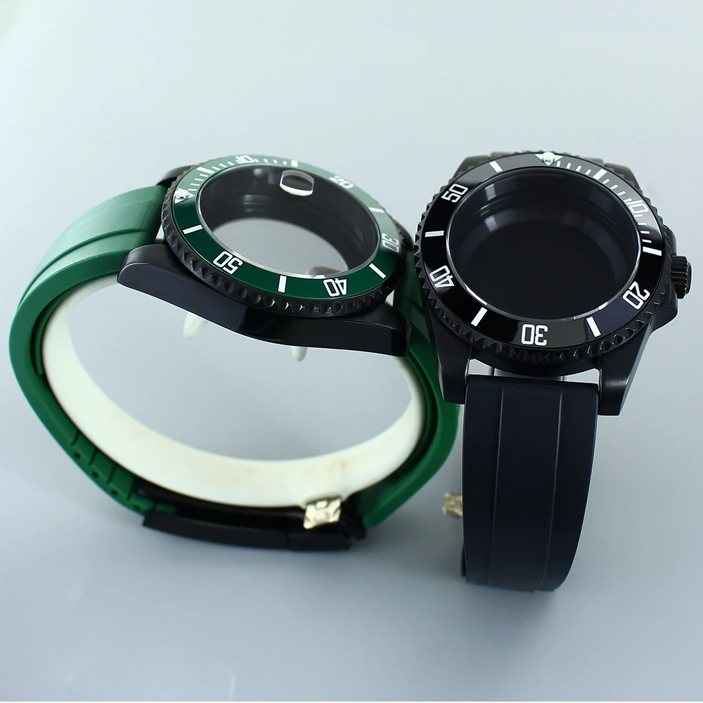 Корпуса для часов 40 мм резиновые ленты черный синий зеленый SUB керамический