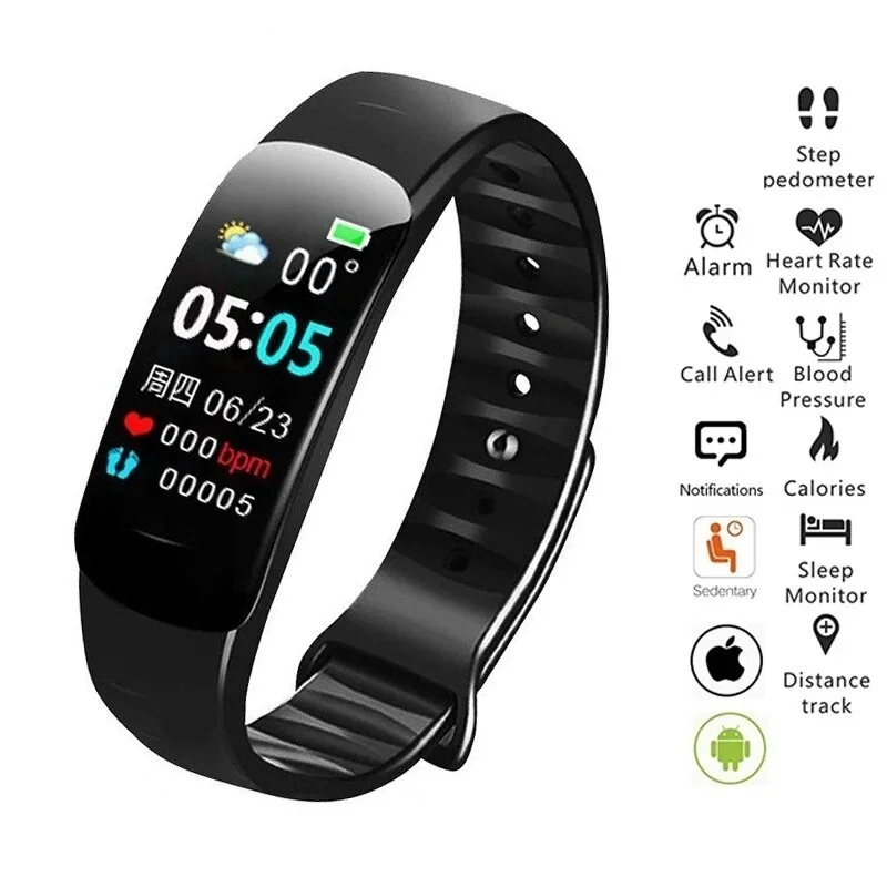 

C1 Plus Smart Band Men Women Bluetooth Step Counting Sports Bracelet Fitness Tracker Heart Rate Blood Pressure Sleep Smart Watch