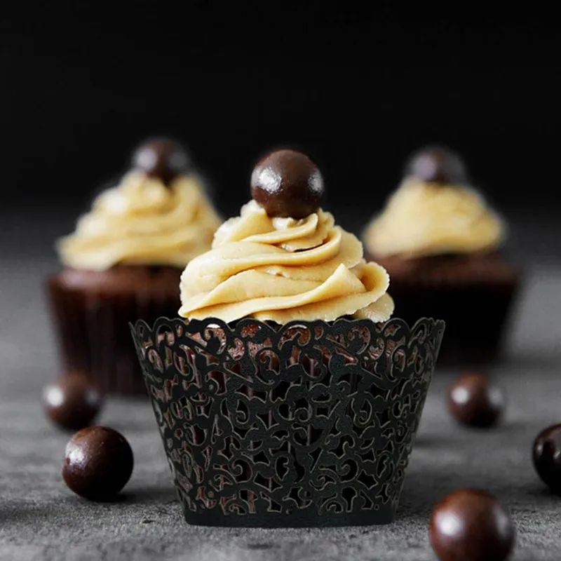 12PCS Lace Hollow Cupcake Wrappers For Wedding Birthday Party Cake Decoration Baby Supplies Muffin Paper Cups Cases - купить по