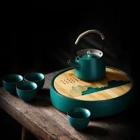ceramic decorative tea tray bamboo coaster table vintage water storage tea tray gong fu bandeja bambu home accessories ob50cp