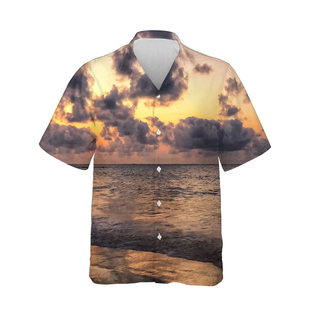 Jumeast 3D Aesthetic Hawaiian Men's Shirts Fashion Streetwear Dusk Collection Summer Short Sleeve Shirty Clothing Casual Blouses