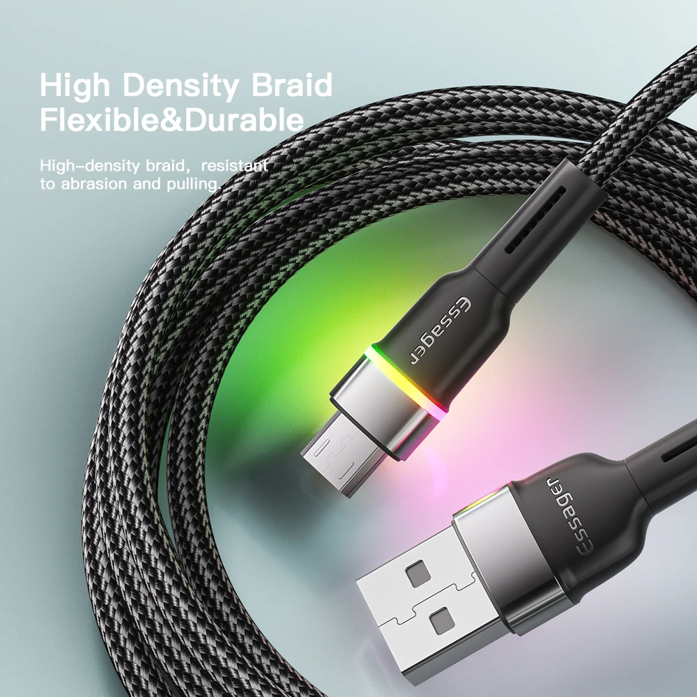 Кабель Micro USB Essager для быстрой зарядки и передачи данных провод Xiaomi Mi Redmi Realme 12 11 10