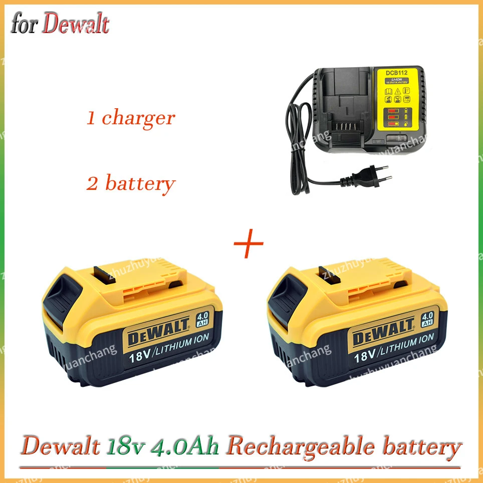 Dewalt Original 18V 4.0Ah Electric tools Li-Ion Battery Compatible with dewalt DCB200 DCB205 DCB201 DCB203+Charger