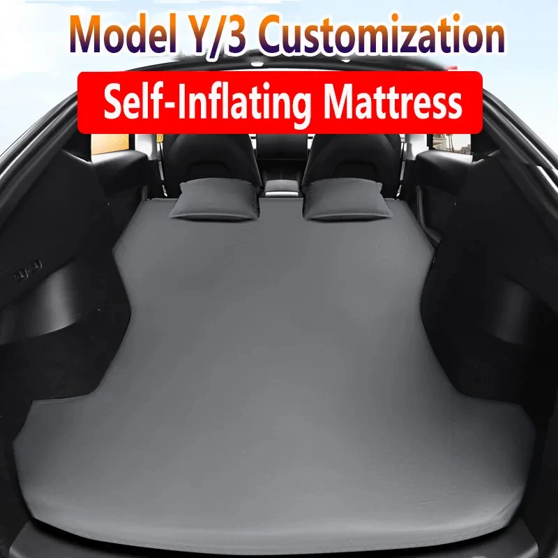 

Car Self-inflating Mattress For Tesla Model Y/3 2023 Accessories Suede Fabric Trunk Travel Bed Camping Portable Folding Bed