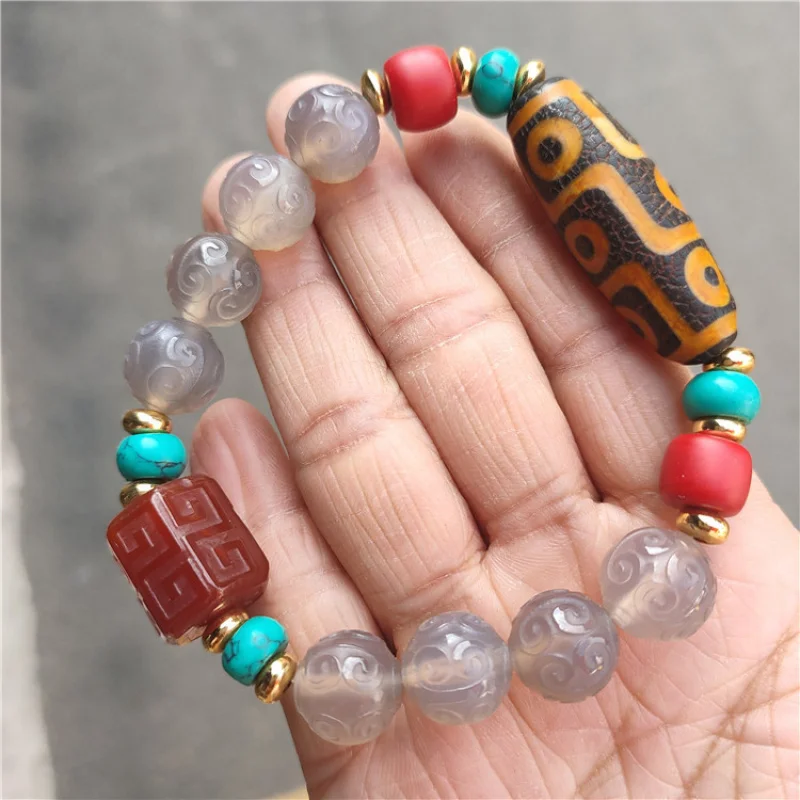 Ювелирные изделия из бусин Тибетский Ретро этнический стиль Dzi Агат булавка