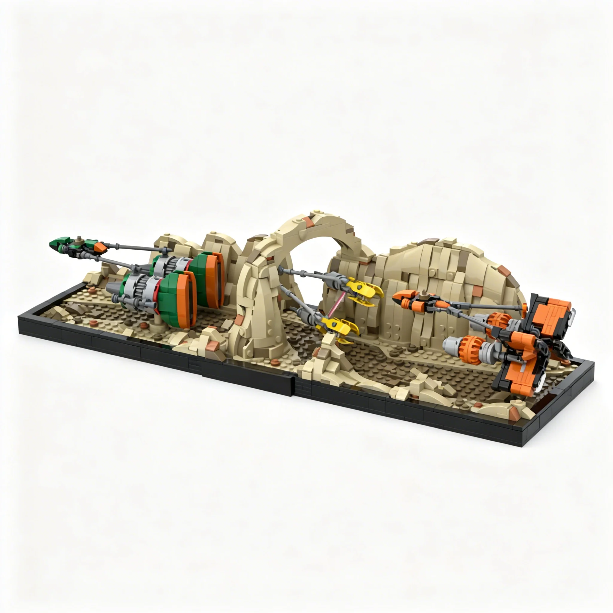 Фото 1215 деталей MOC Star Battle Diorama Mos Espa Podracer: Модернизированная модель, строительные блоки, рождественский подарок, конструктор для детей №2