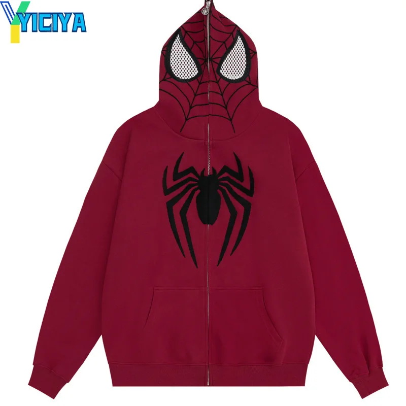 

YICIYA HOOD zip Sweatshirt spider new Y2k kpop High quality Blouse Sweatshirts Winter Long Sleeves Sweater CLOTHES Female Hoodie