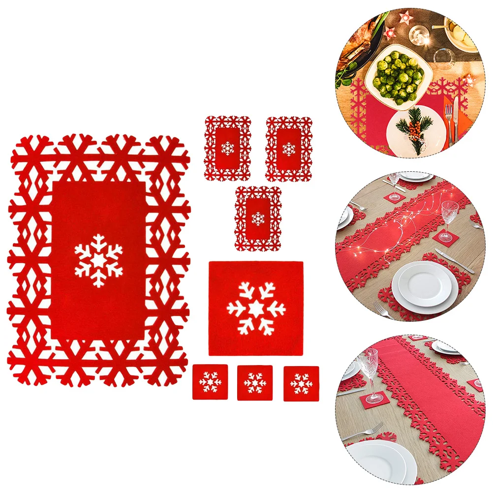 

8 Christmas Cup Mat Santa Claus Placemat Christmas Table Cover Xmas Placemat Xmas Table Decor Washable Non-Slip Placemats