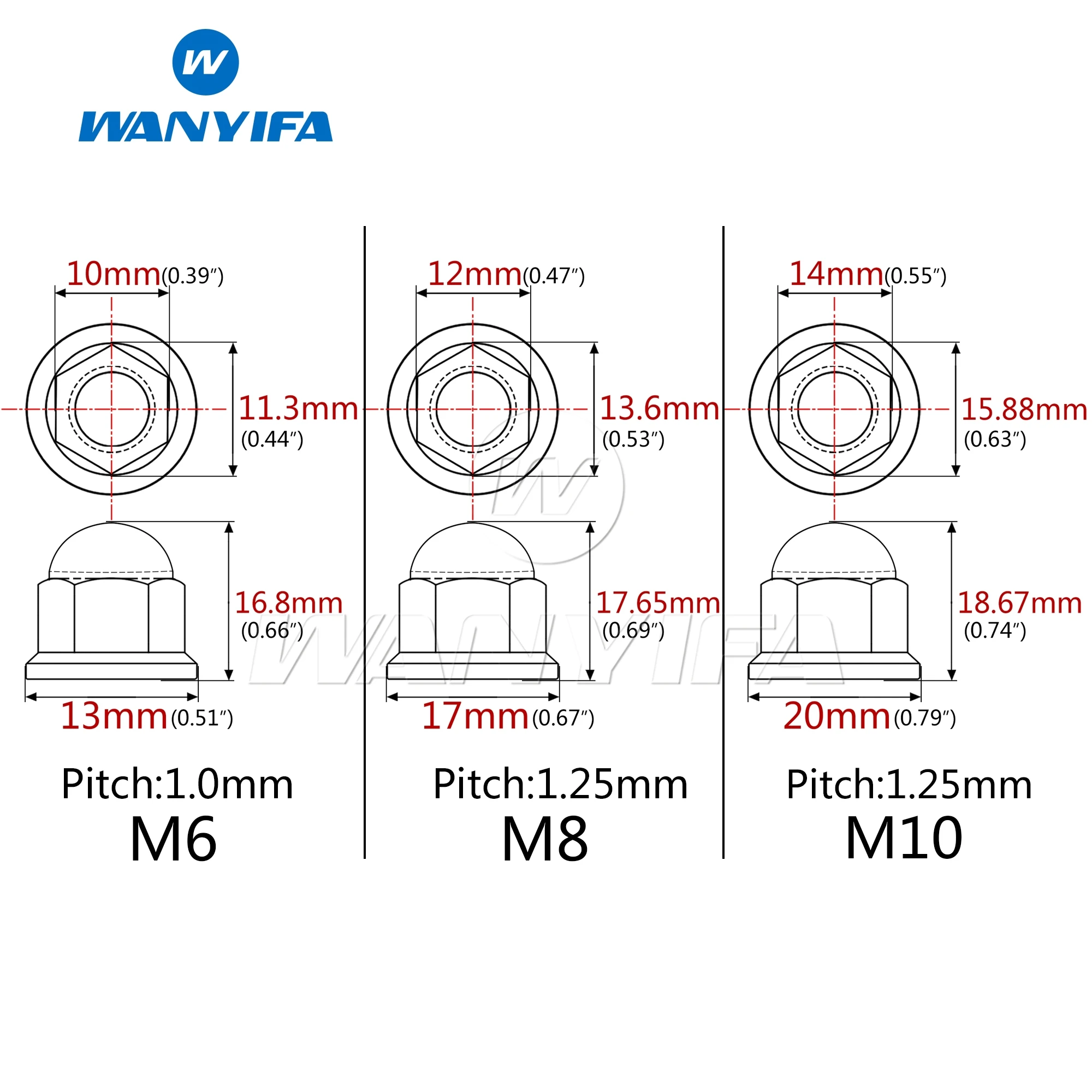 Титановая гайка Wanyifa Ti Nut M8 купольная головка фланцевые стопорные гайки для