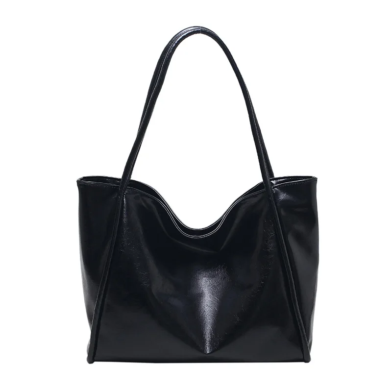 Casual 2022 New Fashion Simple Large-capacity Shoulder Women's Bag Top-Quality Bright PU Leather Commuter All-match Tote Bag