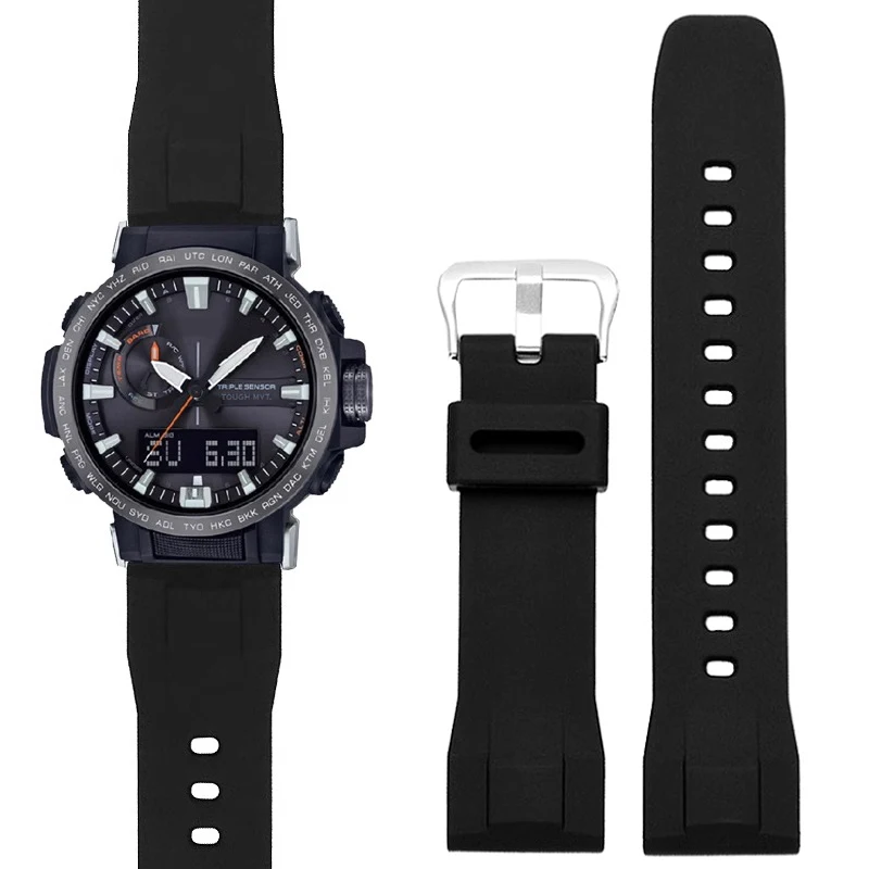 

Silicone Watch Strap for Casio PRG-600/600Y PRG-650/650Y Black Rubber Watchband PRW-6600 GA 2000 Waterproof Bracelet 24mm