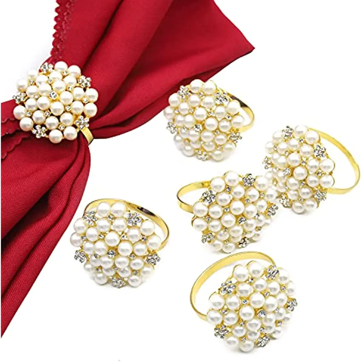 

6 шт., роскошные кольца для салфеток с жемчугом