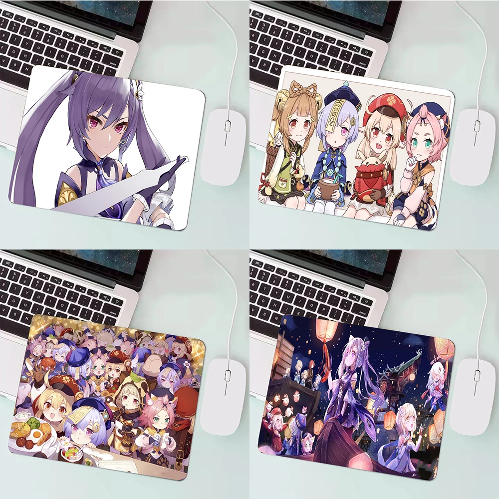 

MRG New Genshin Impact Qiqi Gamer Speed Mice Retail Small Rubber Mousepad Anti-Slip Laptop PC Mice Pad Mat gaming Mousepad 22X18