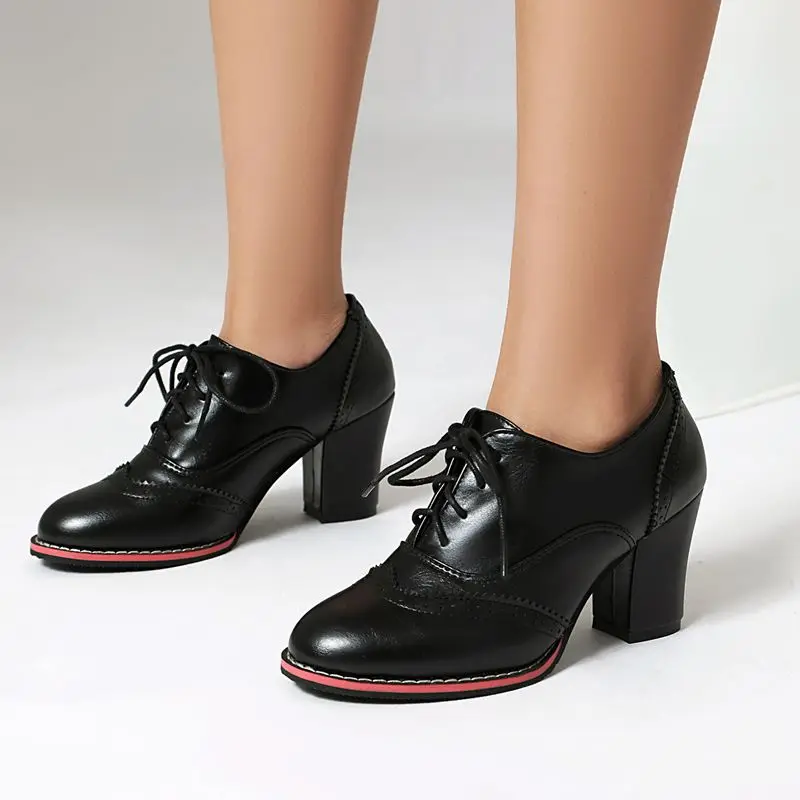 Бренд Girseaby 2025 Новые женские туфли-лодочки с круглым носком на массивном каблуке 7