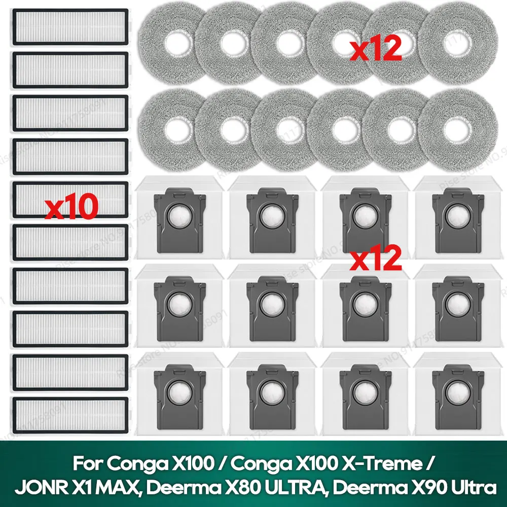 Фото Совместим с Conga X100 / Conga X100 X-Treme / JONR X1 MAX, Deerma X80 ULTRA, Deerma X90 Ultra: аксессуары, фильтр, мешок для сбора пыли. №1