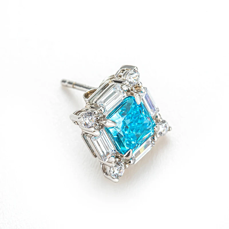 

NIFUNA Square Gemstones Sapphire Zircon Earrings S925 Stering Silver Jewelry for Women Classical Fashion Female Ear Studs