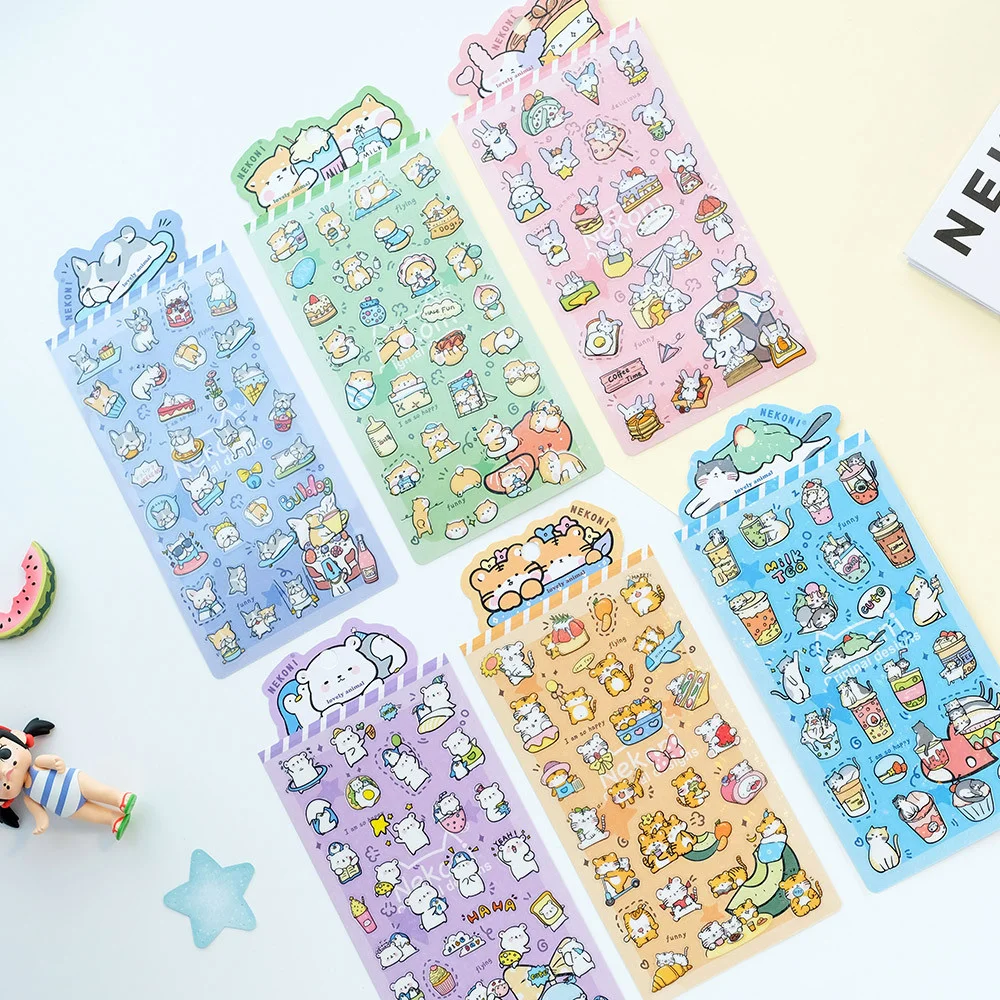 

Cute Cartoon Animals Sticker DIY Journal Planner Scrapbooking Kawaii Stationery Sticker Collage Materials Art Supplies