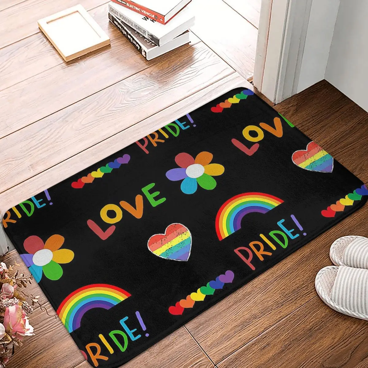 

Гордость Allyship ЛГБТ любовь Радуга кухня нескользящий ковер черный фланелевый коврик входная дверь Придверный коврик напольный декоративны...