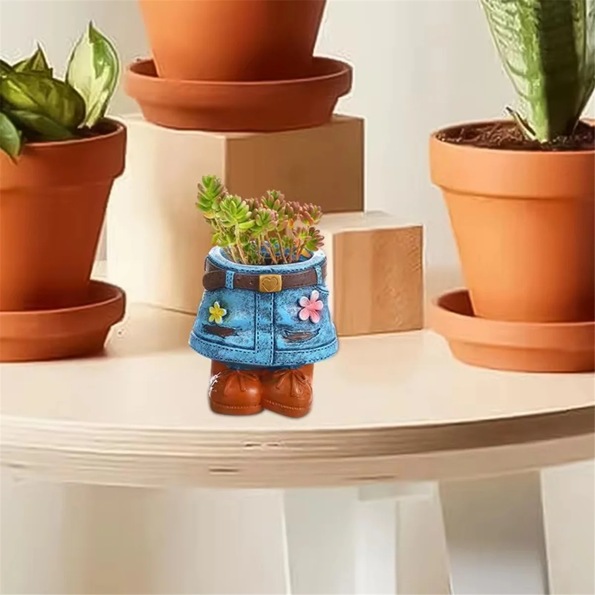 Уникальная джинсовая юбка в виде горшка для растений помещении искусственная