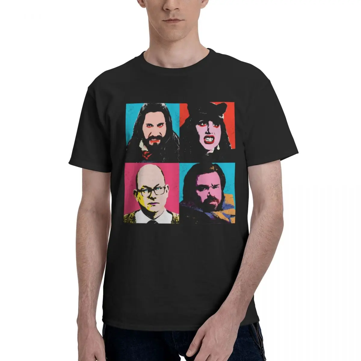 

T shirt For Men Vampire Warhol y2k Style Graphic Cotton T shirt What We Do in the Shadows Vintage Luxury Summer Men's clothing