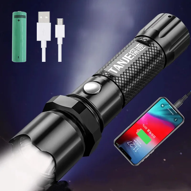 5 Modes Led Flashlight USB Rechargeable Ultra Bright Tactiacl Torch Zoomable Waterproof Flashlights Camping Walking Black Light