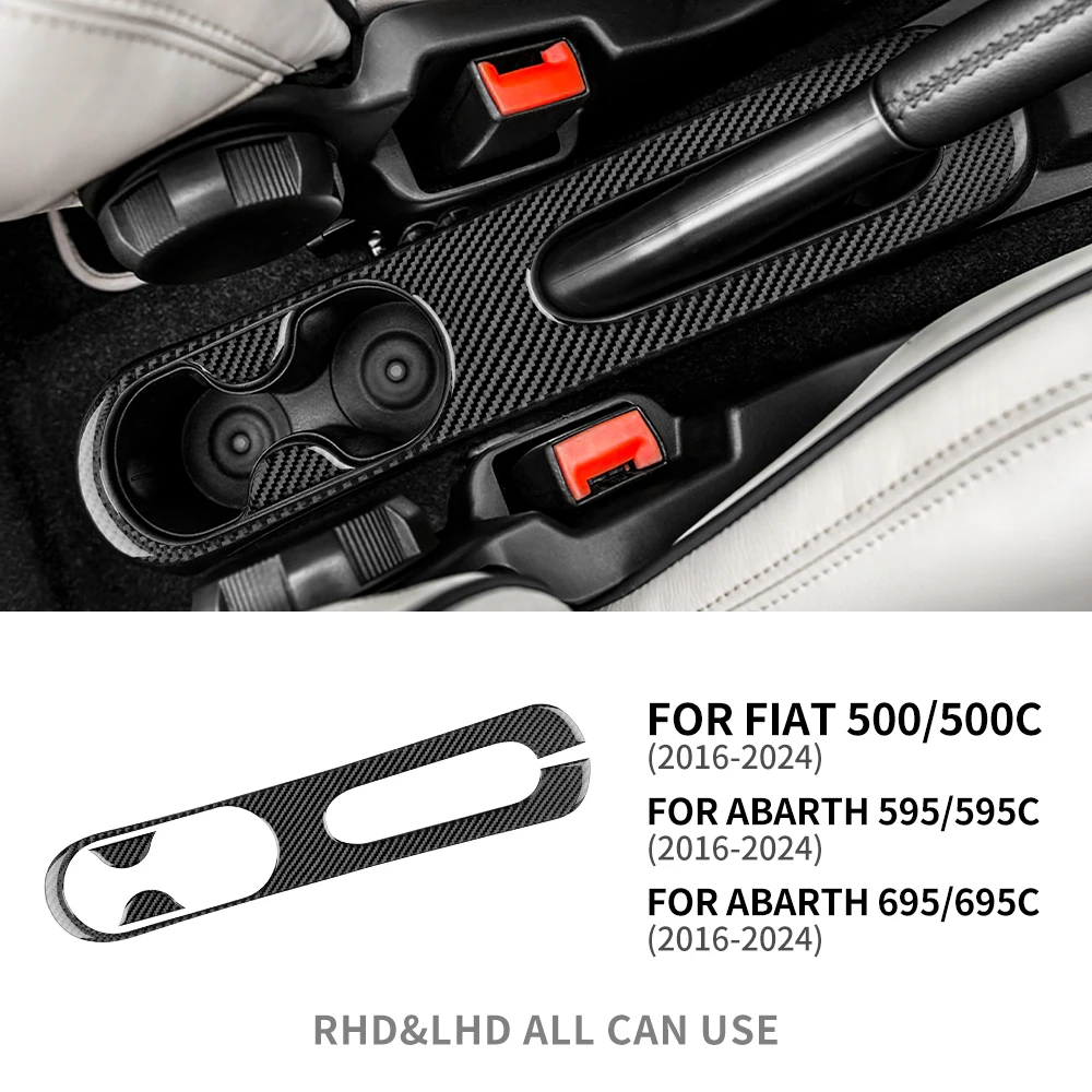 

﻿ Мягкая наклейка из углеродного волокна для Abarth 595 695 595C 695C/Fiat 500 500C 2016 2017 2018 2019 2020 2021 2022 2023 2024 LHD RHD Держатель чашки для воды Накладка панели переключения передач
