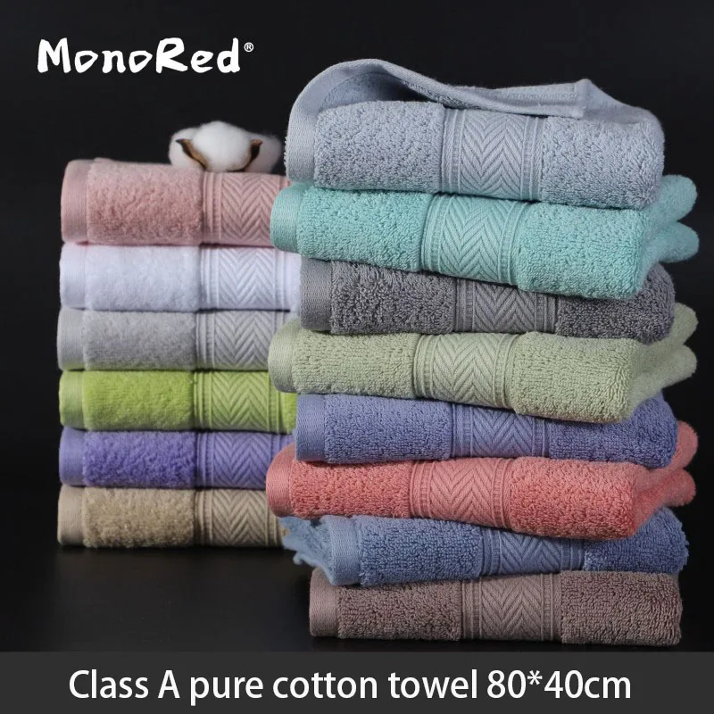 

14 colors Pure Cotton Towel 80x40cm Embroidered Hotel Bath Towels For Adults Quick-Dry Thicken Soft Face Towels Highly Absorbent