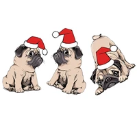 new christmas dog cartoon heat transfer stickers on clothes t shirt sweater appliques cute animal iron on patches for clothing