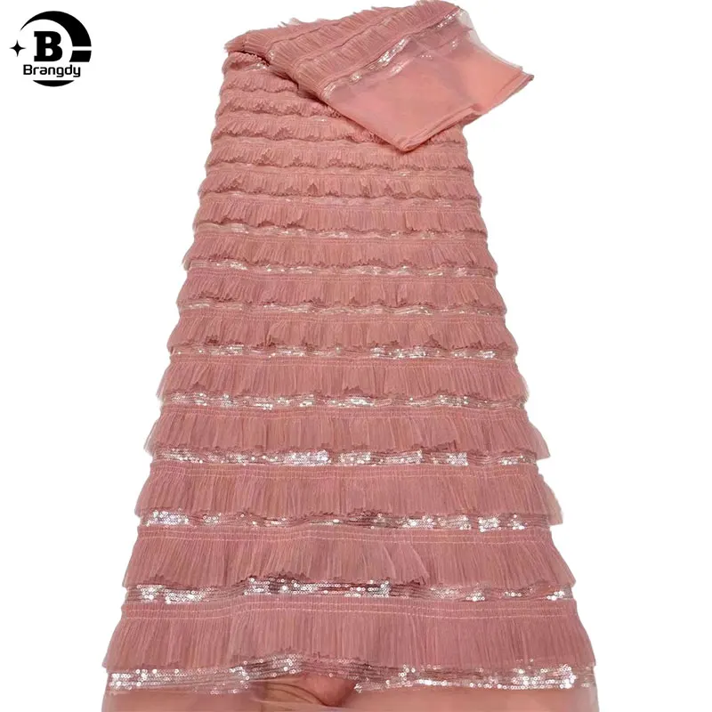 Кружевная ткань с блестками 2024 Высококачественная нигерийская французская