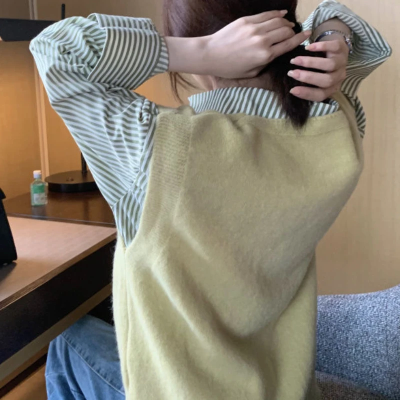 Комплекты из 2 предметов женские полосатые мешковатые рубашки в стиле Харадзюку