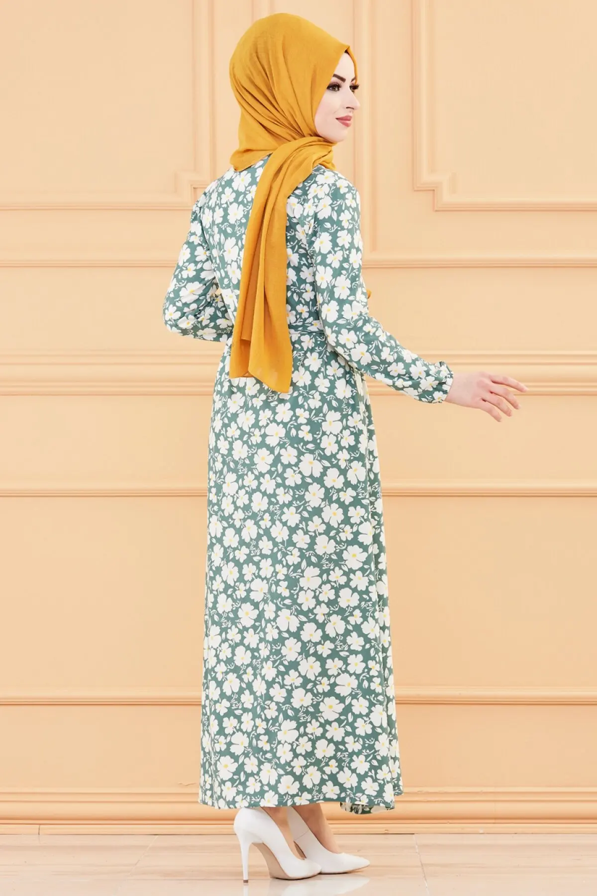 TUGBA Muslim Dress Long Sleeve Pattern muslim dress code 2021 turkish gown hijab summer