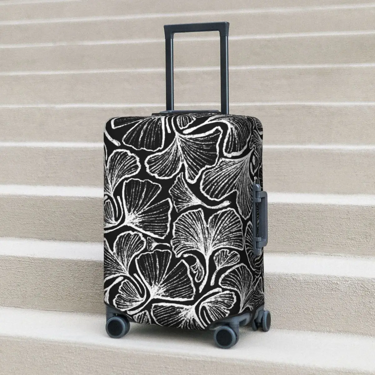 

Ginkgo Biloba Suitcase Cover White And Black Flight Business Fun Luggage Supplies Protector