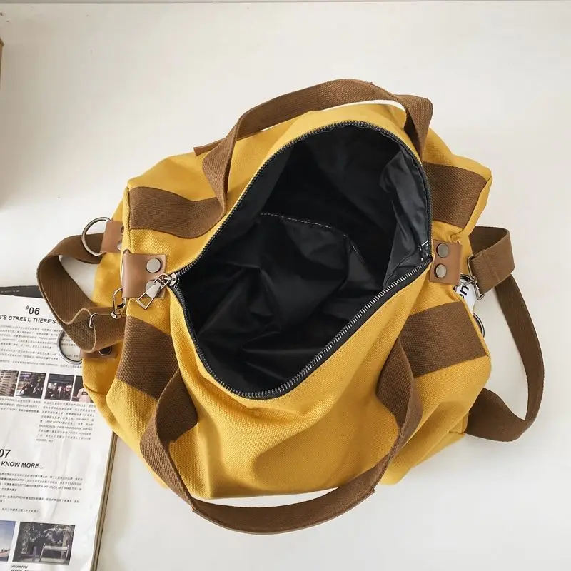 New Convertible Travel Bag for Women Multifunction Backpack Canvas Hand Luggage Girl Messenger Shouler Duffle Bag Weekender Bag images - 6
