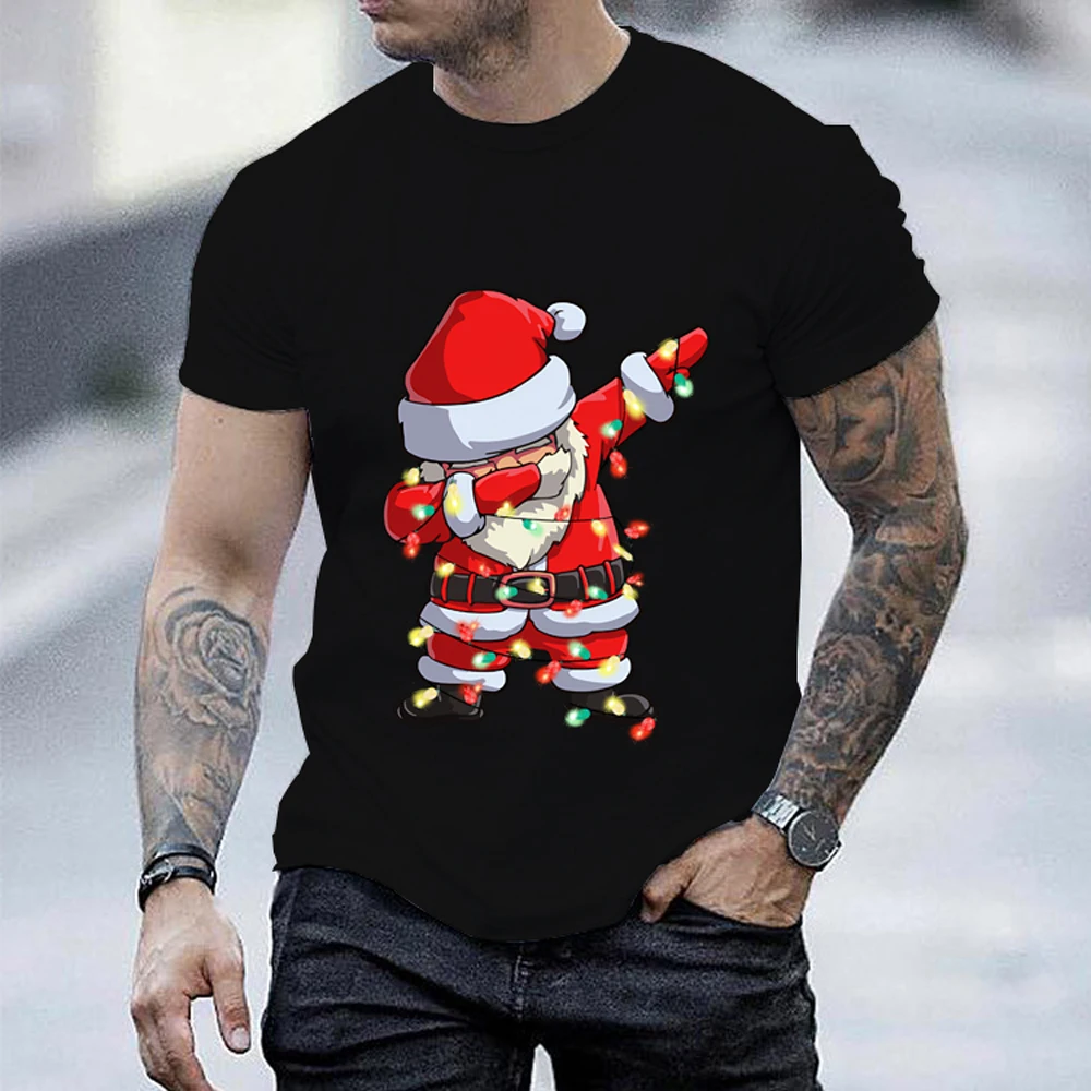 Unisex 2022 Men's T-shirt Slightly Elastic Christmas T Shirt Men Festival Costume Streetwear Cool Hip Pop Short Sleeve Tops Tee