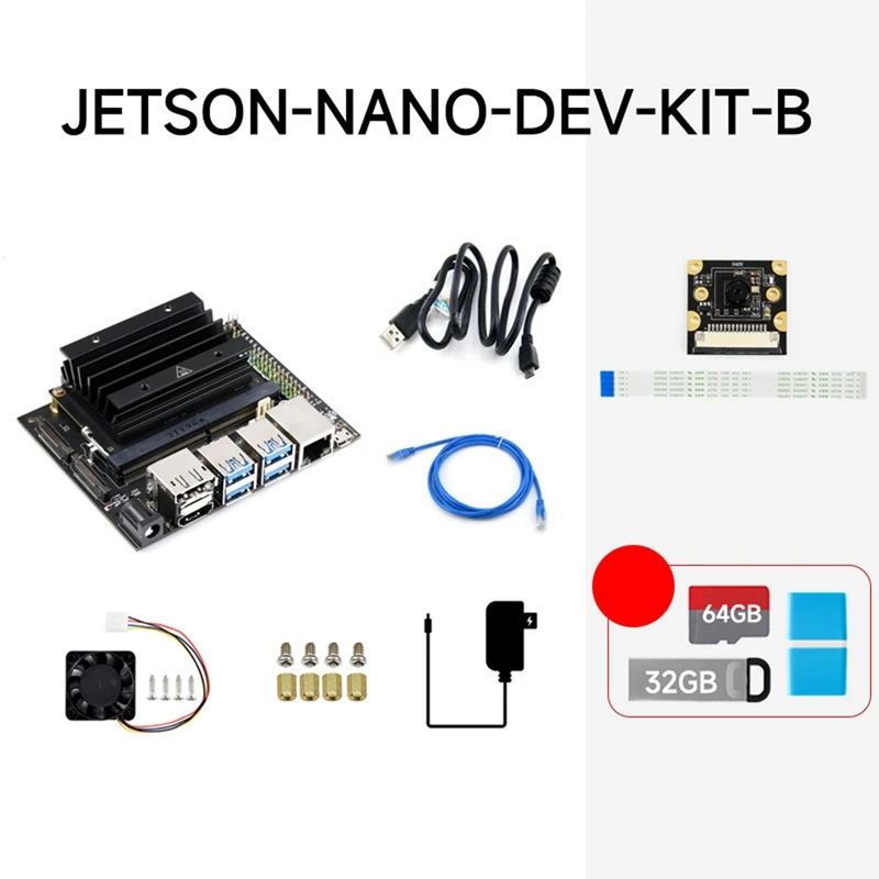

For Jetson Nano 4GB+16GB EMMC AI Development Board Kit (B01) With Jetson Nano Core Board+800W Camera Kit+Fan