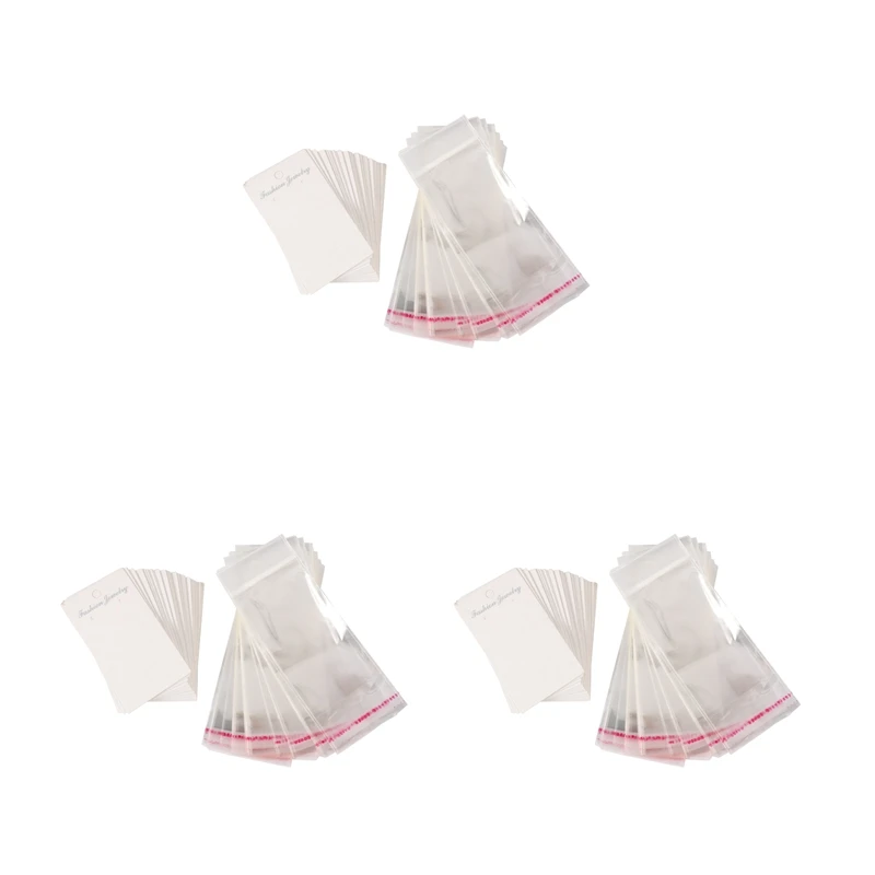 

Jewellery 300 X White Plain Earring Display Cards & Self Adhesive Bags