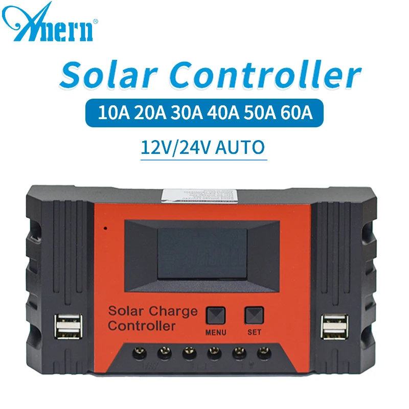 

High Quality 12V 24V Auto Solar Charge Controller MPPT/PWM LCD Dual USB 5V Solar Cell Panel Regulator Lighting System Load Light