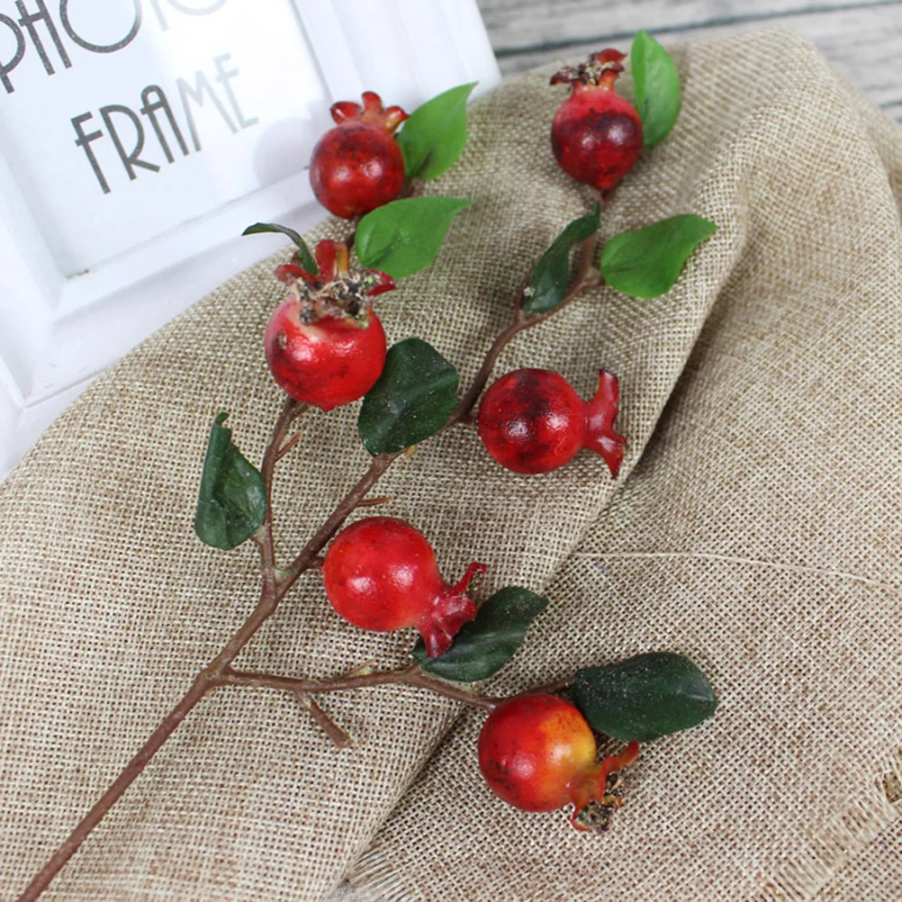

Pomegranate Artificial Berries Berry Christmas Stems Fake Picks Flower Holly Branches Faux Decor Red Fall Flowers Fruitrosehip