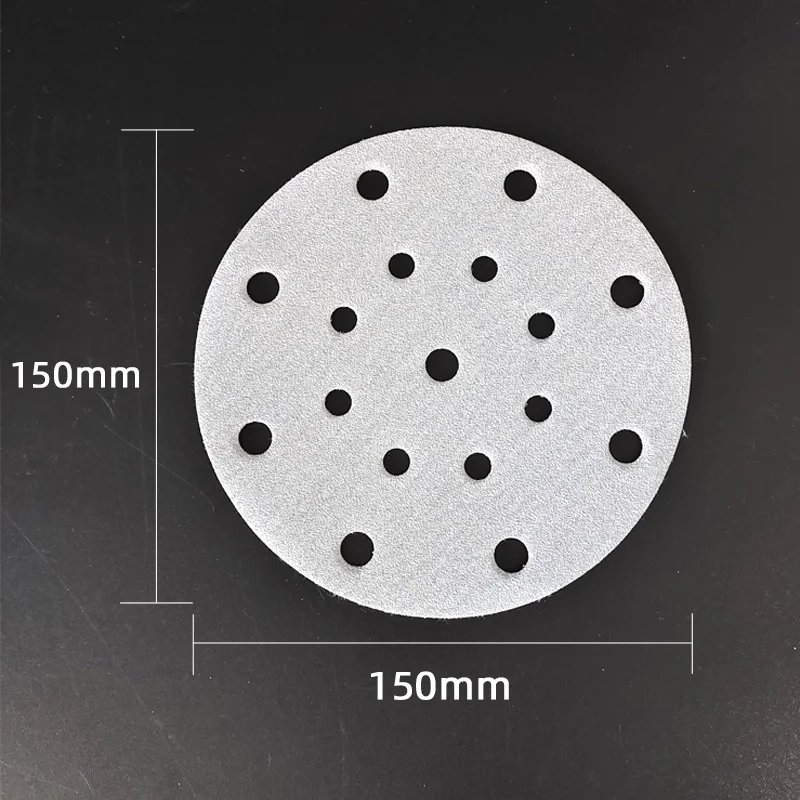 White Abrasive 6 Inch 17 Holes Aluminum Oxide Sanding Disc/ Dry Grinding Sandpaper Paper 60 to 600 Grits for Sanding & Polis