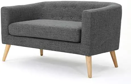 

Bridie Mid-Century Modern Loveseat, Muted Blue Fabric
