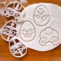 easter plastic cookie cutter rabbit egg biscuit cutter 3d cartoon easter bunny molds baking tools easter party diy decoration
