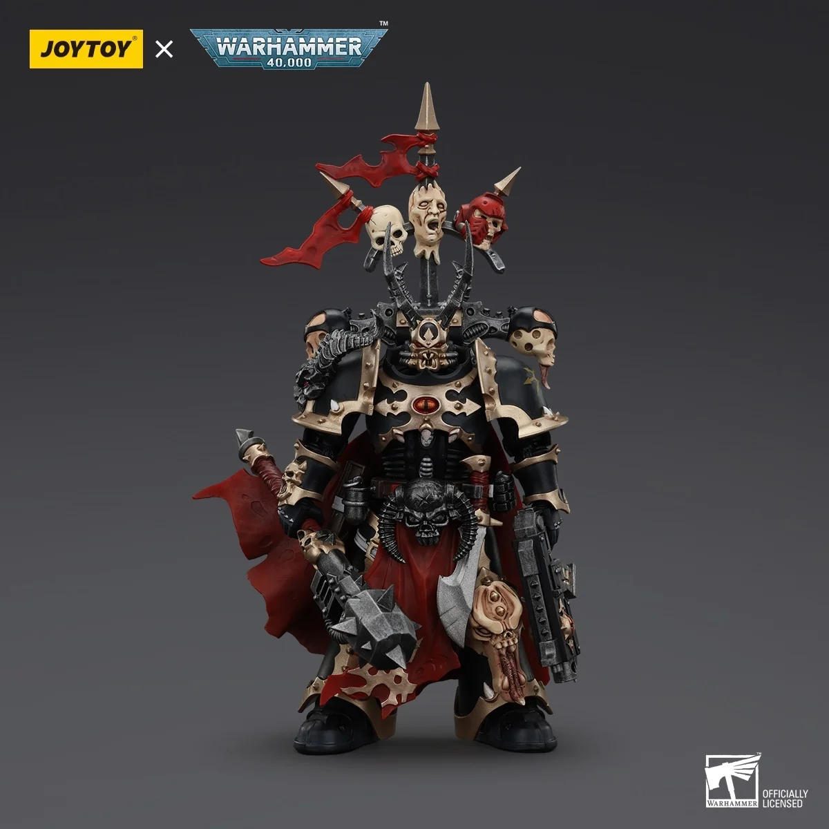 Фото JOYTOY Warhammer 40K Chaos Space Marines Черный Легион Выбранный Чемпион с Боллером и Молодой Фигурки оригинального коллекционирования №1